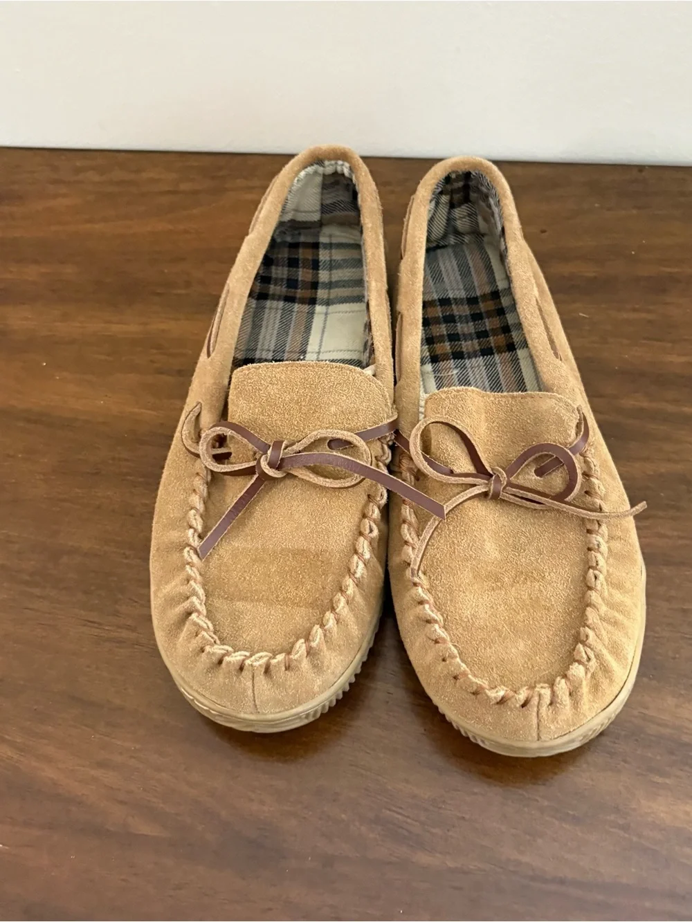 George Mens Slippers Beige Brown 7 8 Plaid Interior Fall Cozy